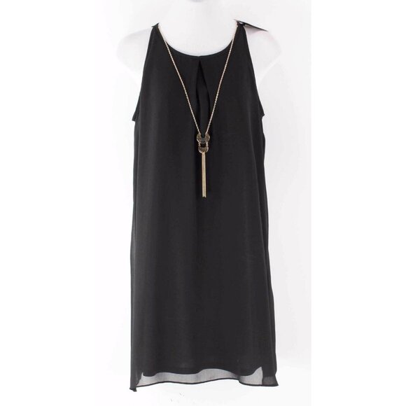 By and by $52 Sz L Black Sleeveless Solid Sheer Removable Chain Dress - Picture 2 of 9
